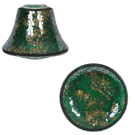 Mosaïque craquelée - Vert et Or - bougies cadeaux soins du corps
