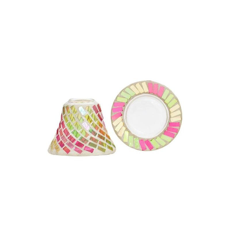 Mosaïque Rose et Vert - bougies cadeaux soins du corps