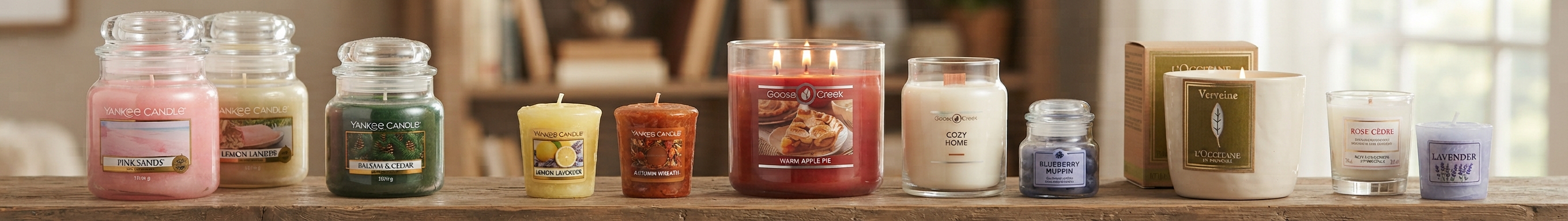 Les bougies et accessoires le moins chers sur internet :  - Yankee Candle, Goose Creek, L'Occitane, Kringle, Marius Fabre